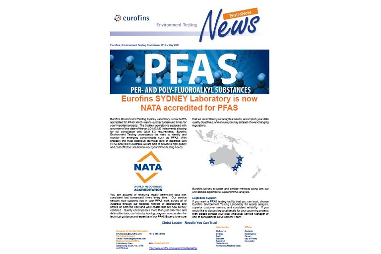 Sydney Lab is NATA accredited for PFAS